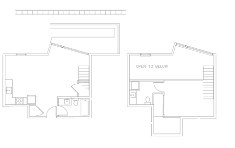 Floor plan for 1 bed, 1.5 baths, 715 sqft